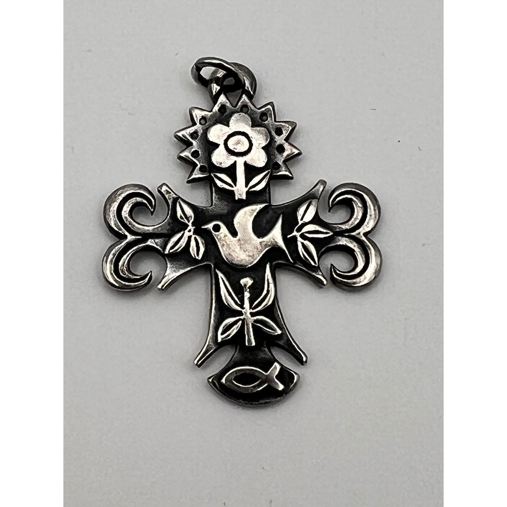 James Avery La Primavera Cross Pendant Unisex OS Silver Excellent Retired Dove